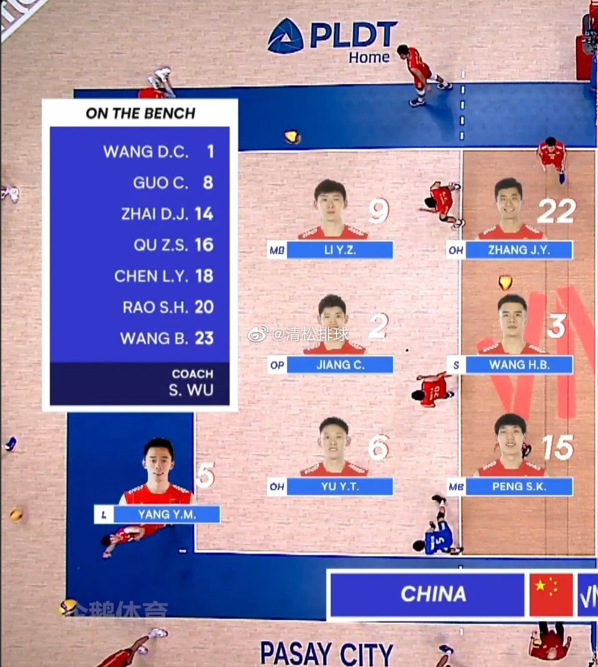 首发自由人报的是杨一鸣上的是曲宗帅#清松带你看排球##中国男排vs日本男排# ​