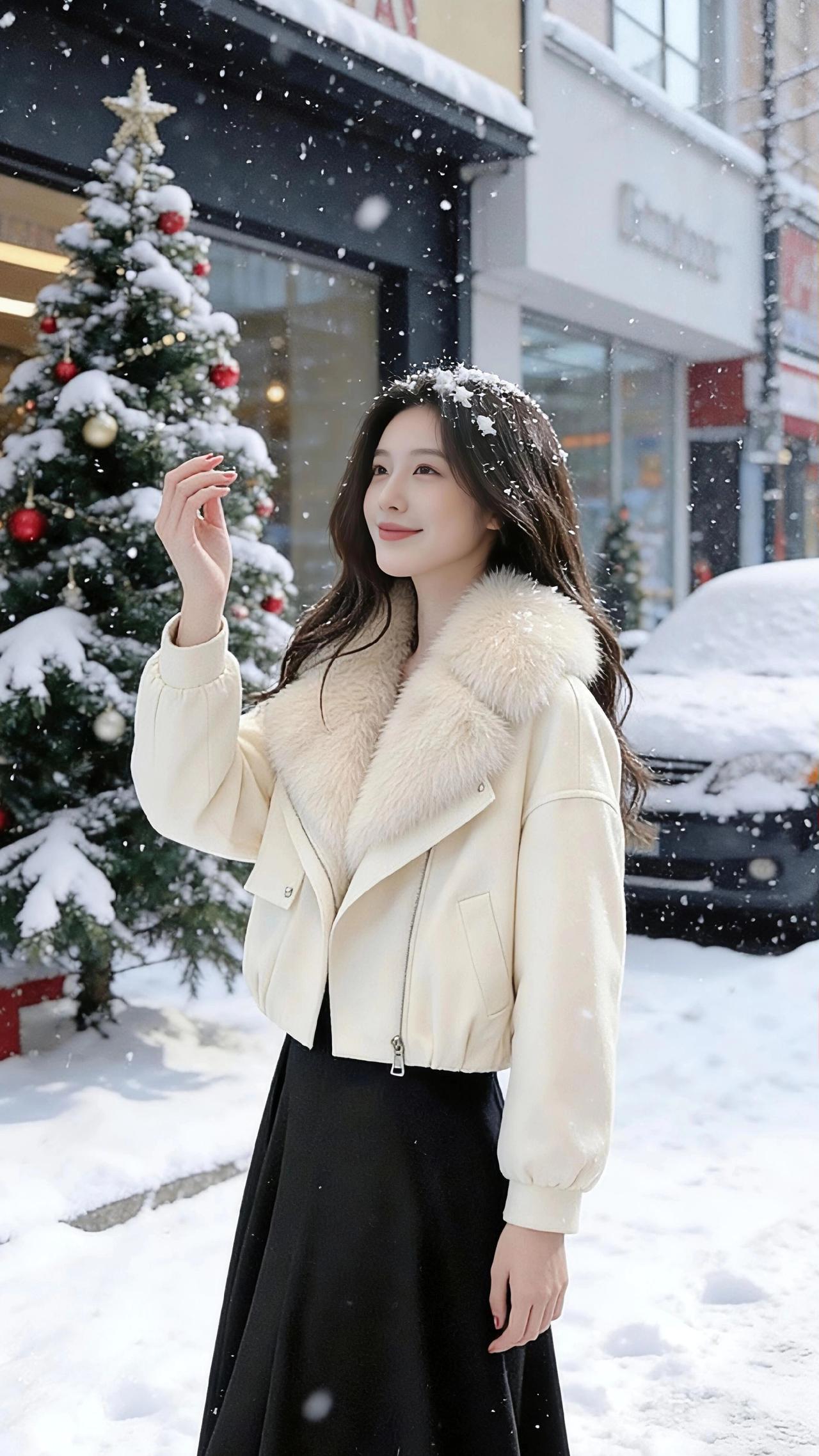 雪落圣诞街
 
雪是初冬最温柔的信笺，洋洋洒洒落在圣诞街的砖瓦与枝桠间。她站在落