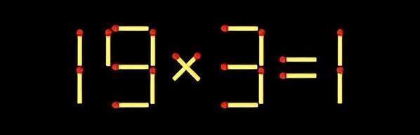 这是超烧脑的火柴棒等式挑战！看，火柴摆出的“19×3 = 1”，明显不成立。题目