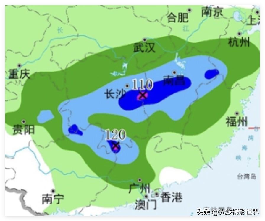 4月2日，今晚，湖南省长沙市大雨，长沙--南昌的大范围大雨、暴雨……不过，中央气