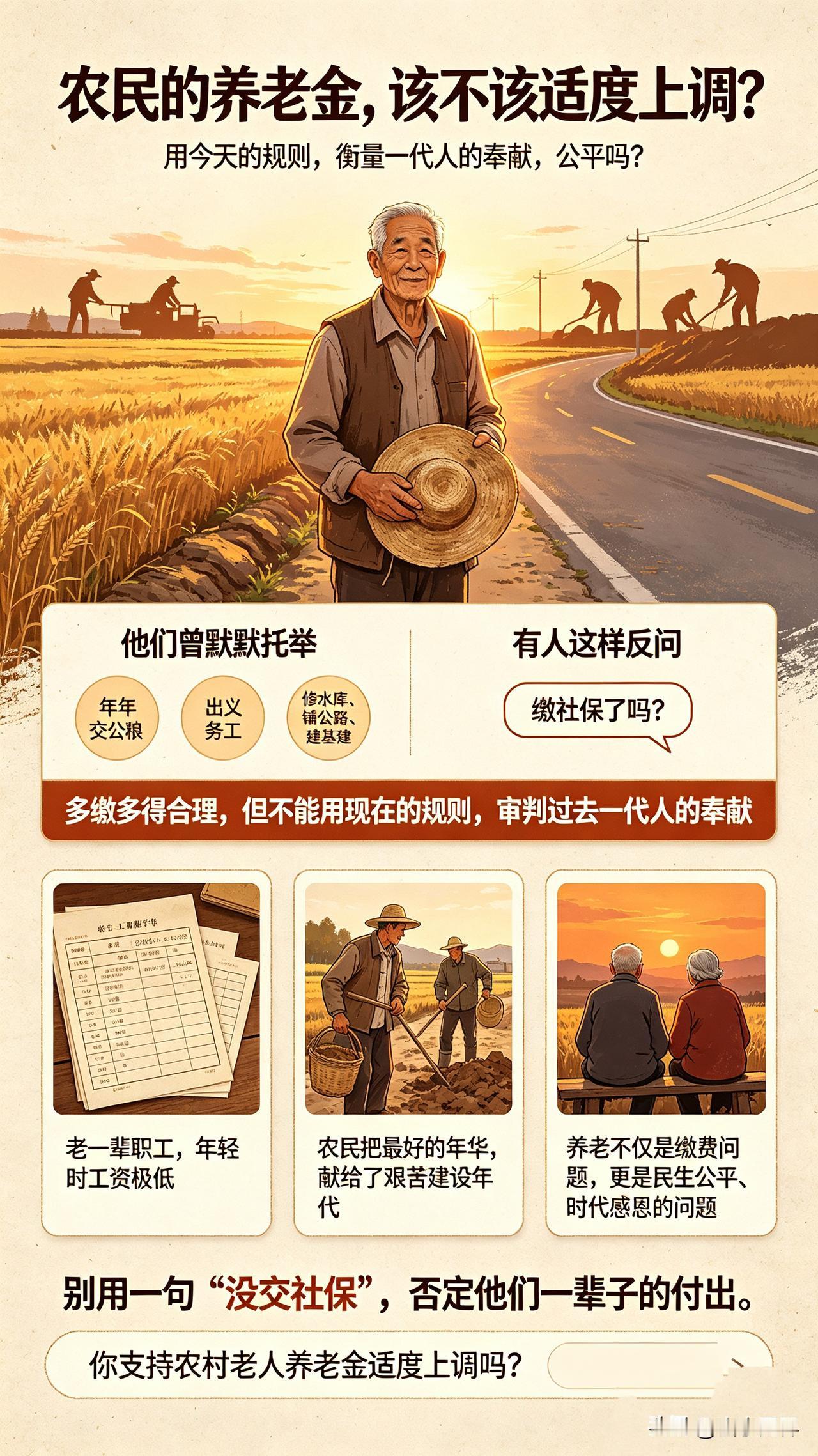 一提给农民涨养老金，就有人喊，缴社保了吗？，试问一下，那些领高养老金的人，真的过