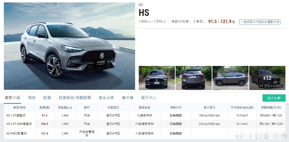 从名爵MG HS在台湾省的售价，以及竞品的区别，能看出上汽集团在小市场也是有稳扎
