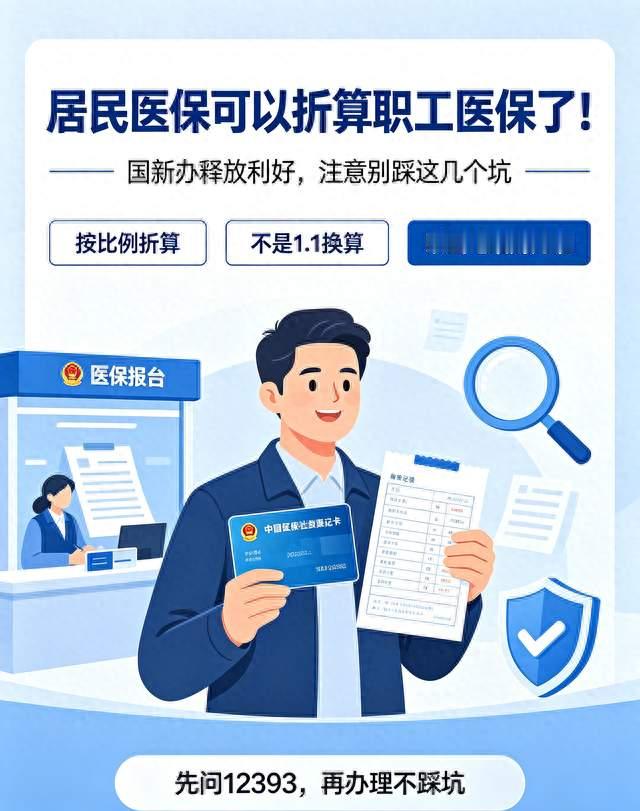 居民医保可以折算职工医保了！国新办释放利好，注意别踩这几个坑