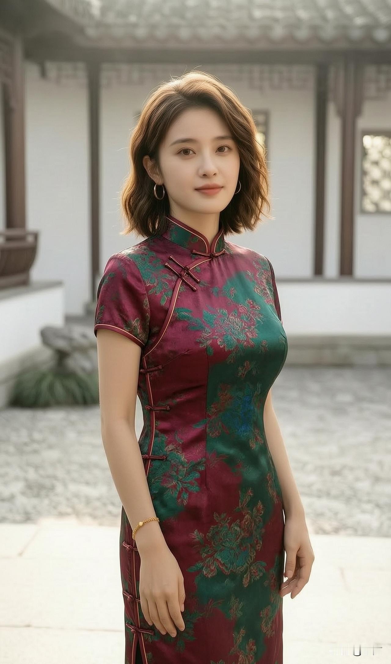 旗袍出行穿搭推荐：华丽的锦缎旗袍适合在重大的社交晚宴上惊艳亮相。当身着锦缎旗袍的