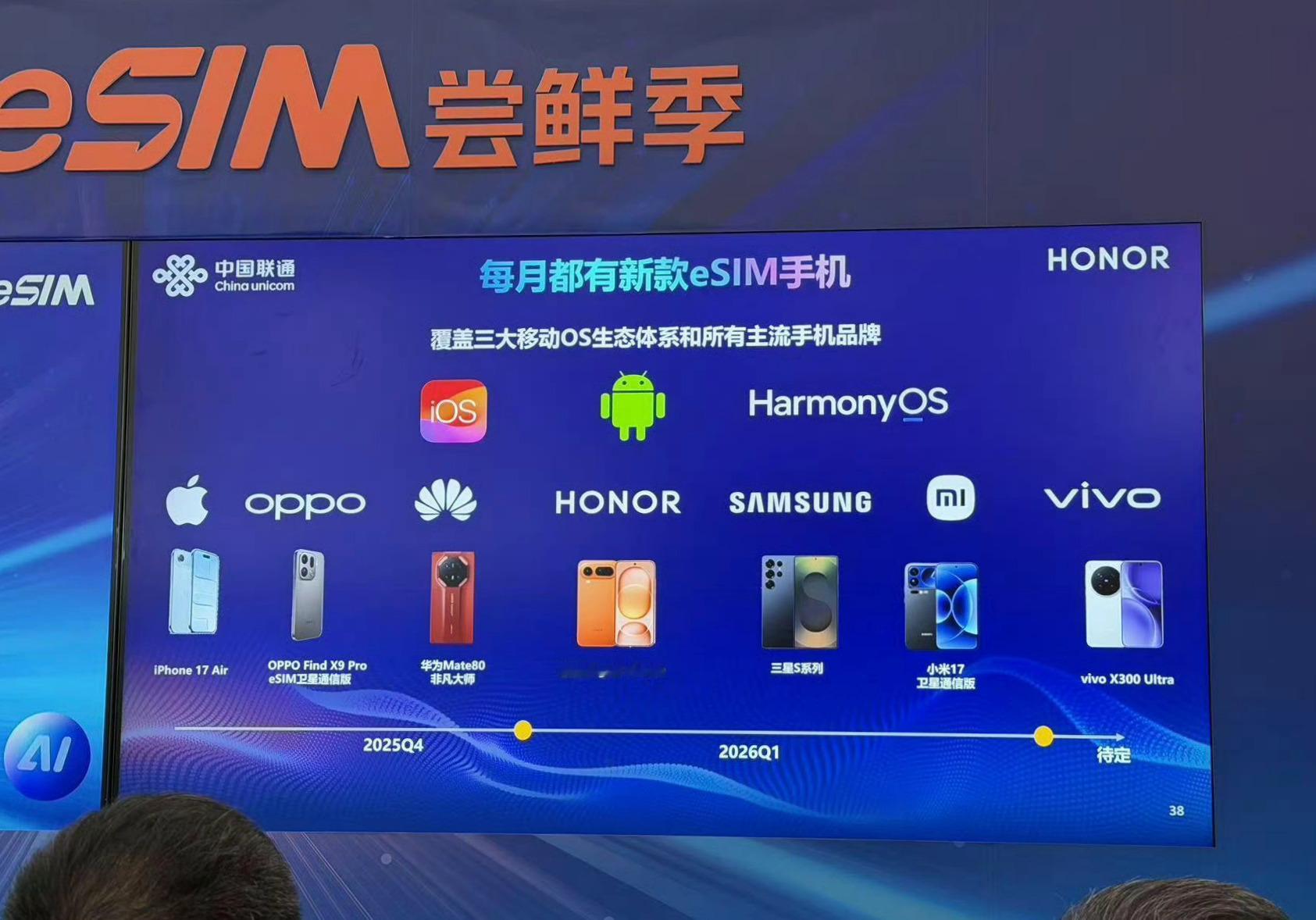 每月都有新款eSIM手机。三星S26系列，小米17卫星通信版，vivo X300