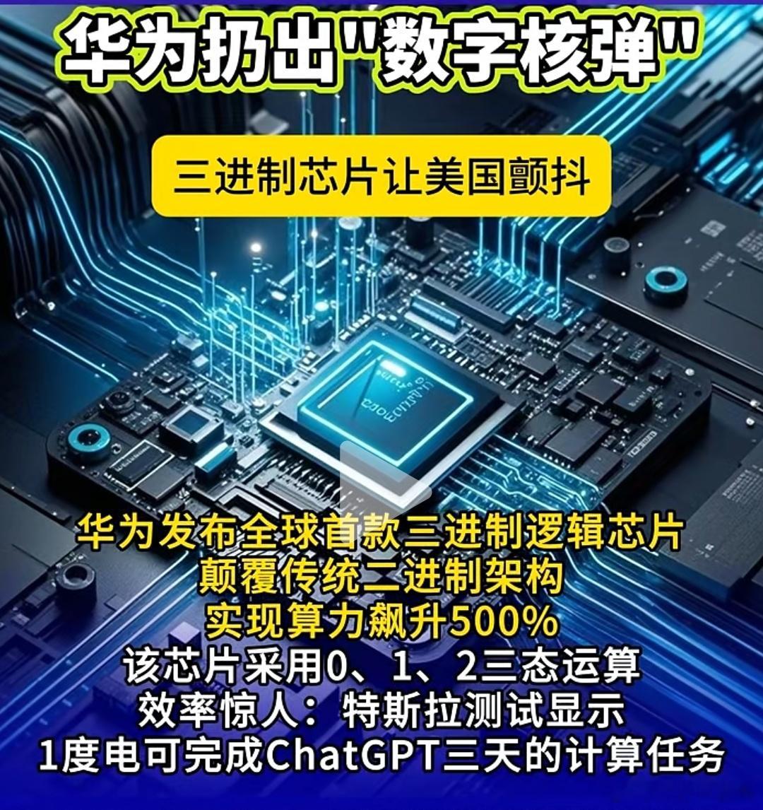 A股 华为推出三进制逻辑芯片[赞][赞]，算力提升500%[鼓掌][鼓掌] ​​
