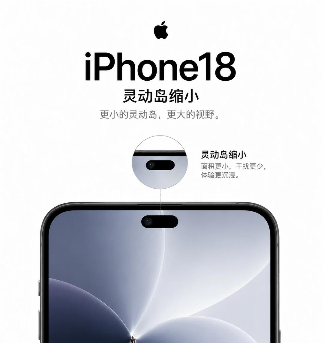 家人们谁懂啊！iPhone 18的灵动岛终于要“抽脂”了！ ✨
	
那颗在屏幕上