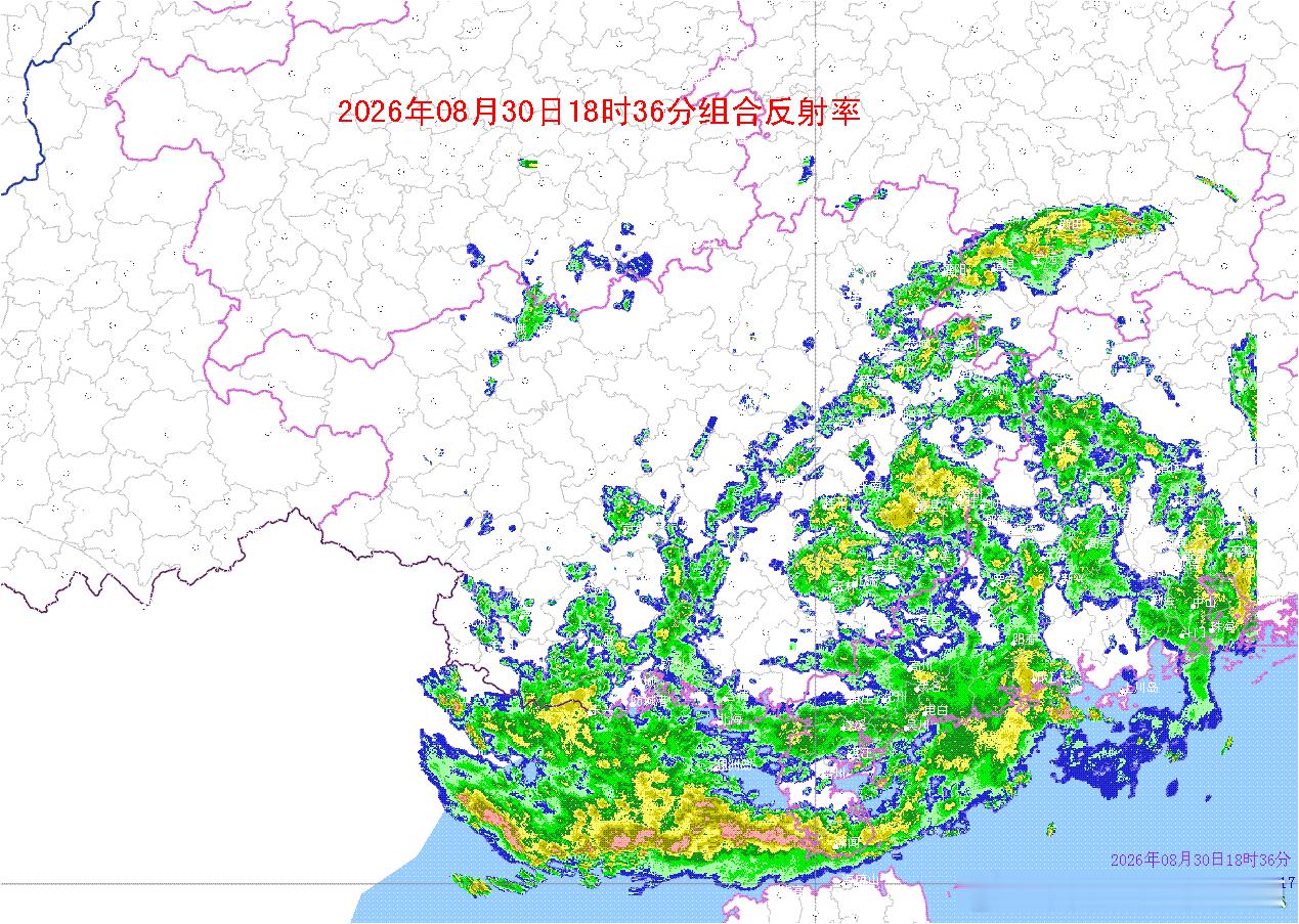 广西天气受台风“沙德尔”减弱后的残余环流影响，0时以来，桂林、贺州、梧州、玉林等