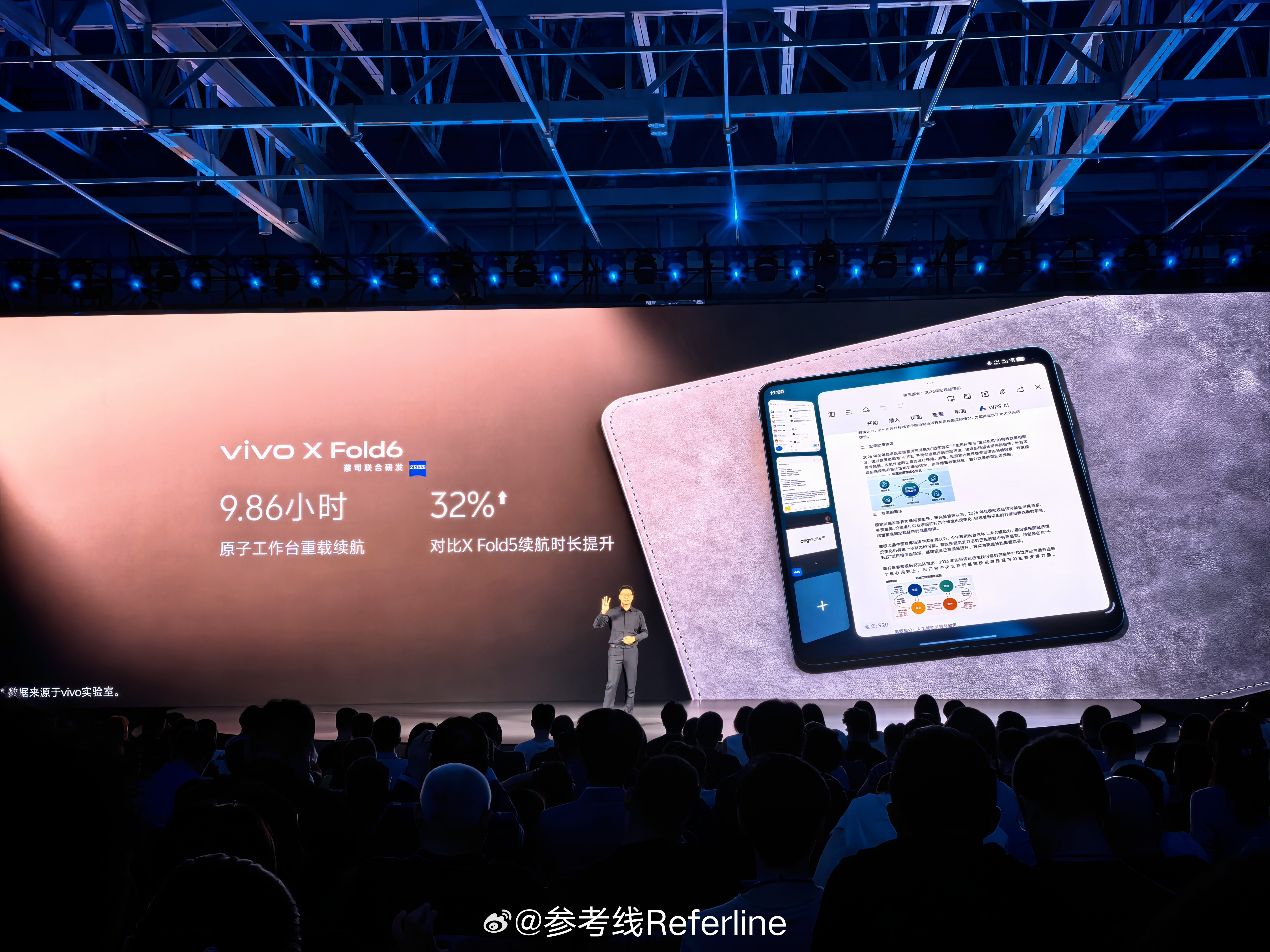 vivo X Fold6 内置 7000mAh 蓝海电池（18% 硅含量，能量密