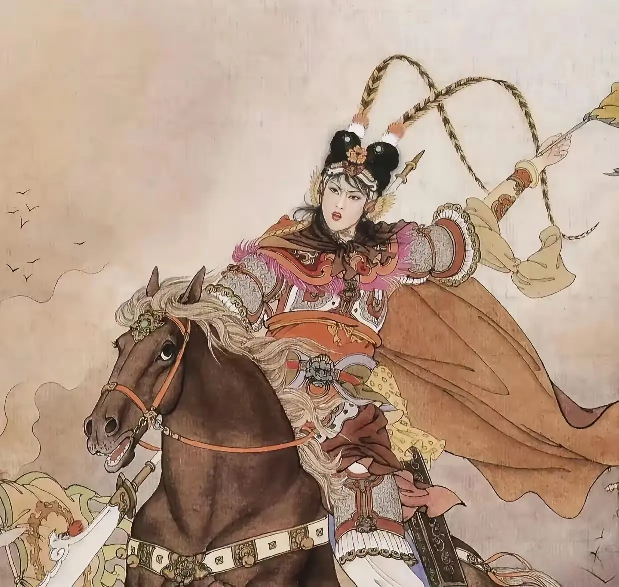 王兰英大战辽将，连胜五阵，这可激怒了辽国的常胜将军耶律孛，这耶律孛胯下...