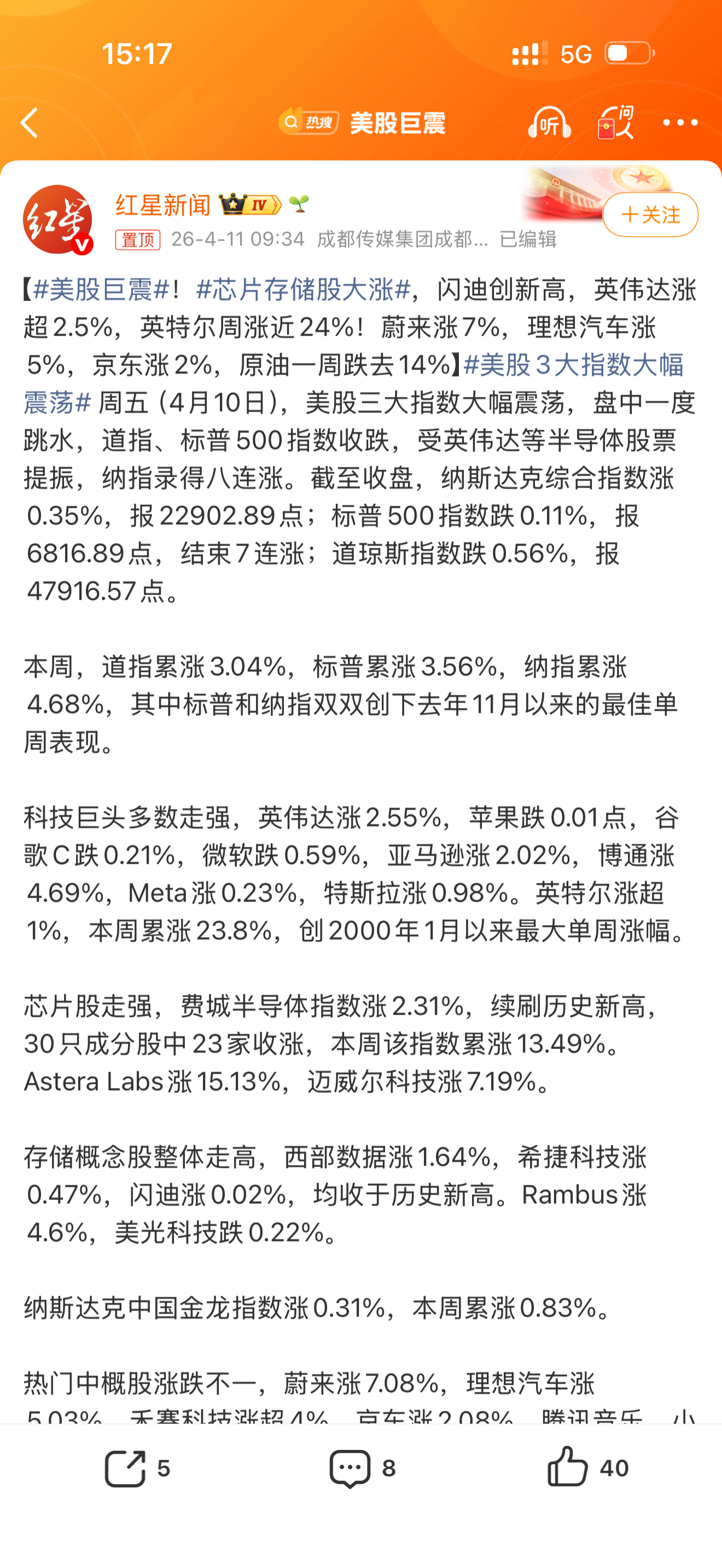 美股巨震这种涨📈根本不健康，不如大 A 的长牛慢牛😁 
