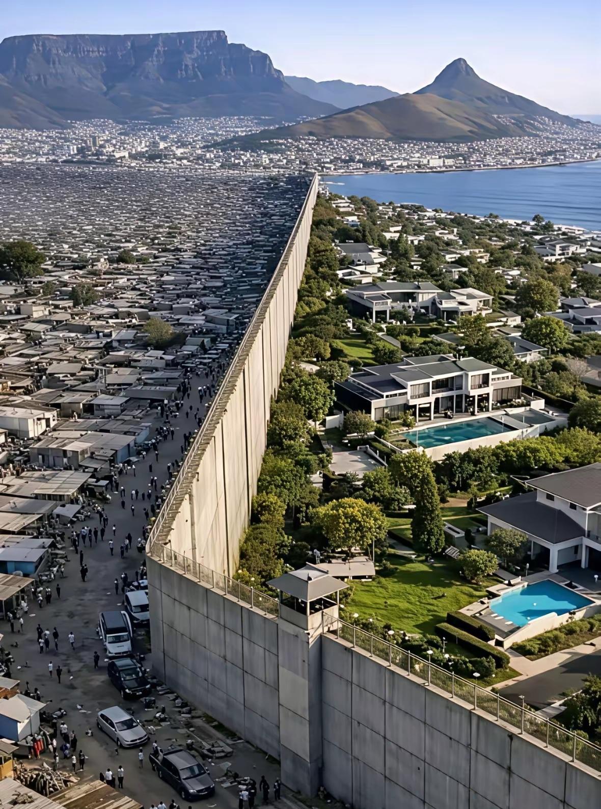 同在一片蓝天下，贫民窟与富人区仅仅一墙之隔，可双方的生活差距非常的巨大。你融不进