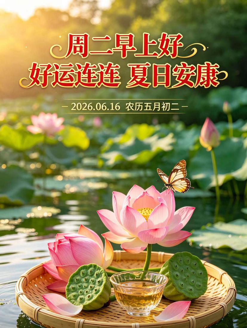 🌺2026./6.16荷花送香.南风温良🌺

🌴🌅窗外的朝霞，送你前路光
