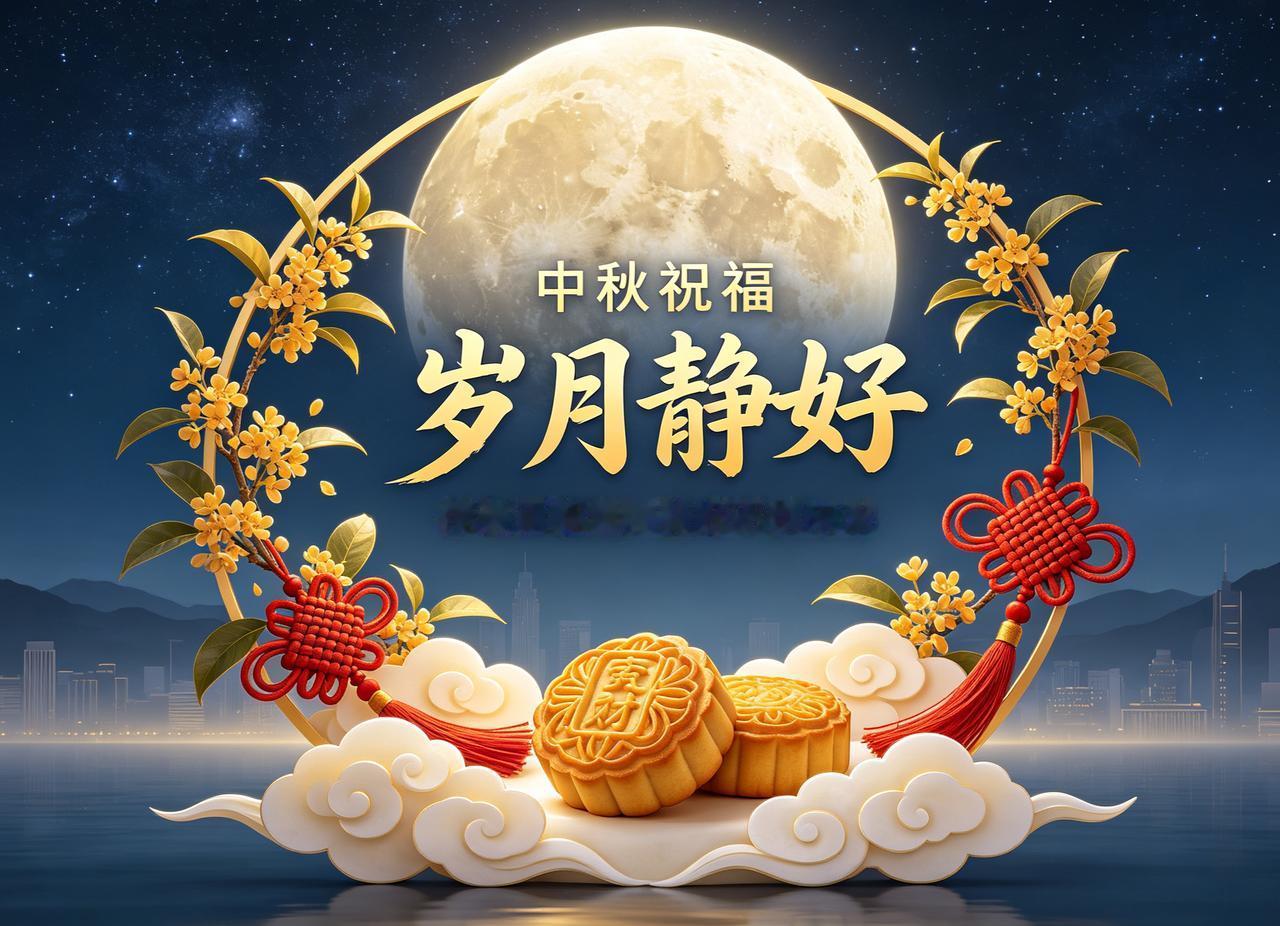 中秋的月光总是带着温柔的治愈力，漫过窗棂时，连晚风都裹着桂花的甜香。桌上的月饼切
