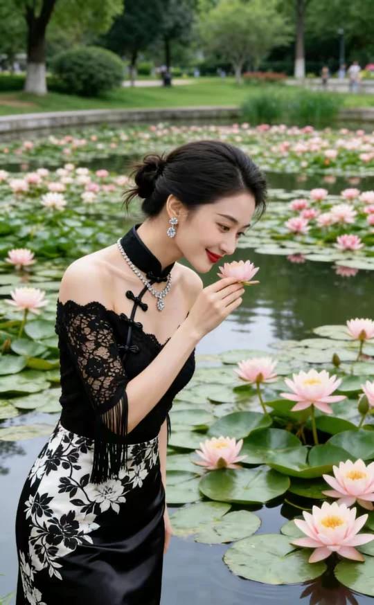 《春风》
七绝  （新韵）
 粉樱垂露映柴扉，
古舍临崖接翠微。
最是溪声知客意