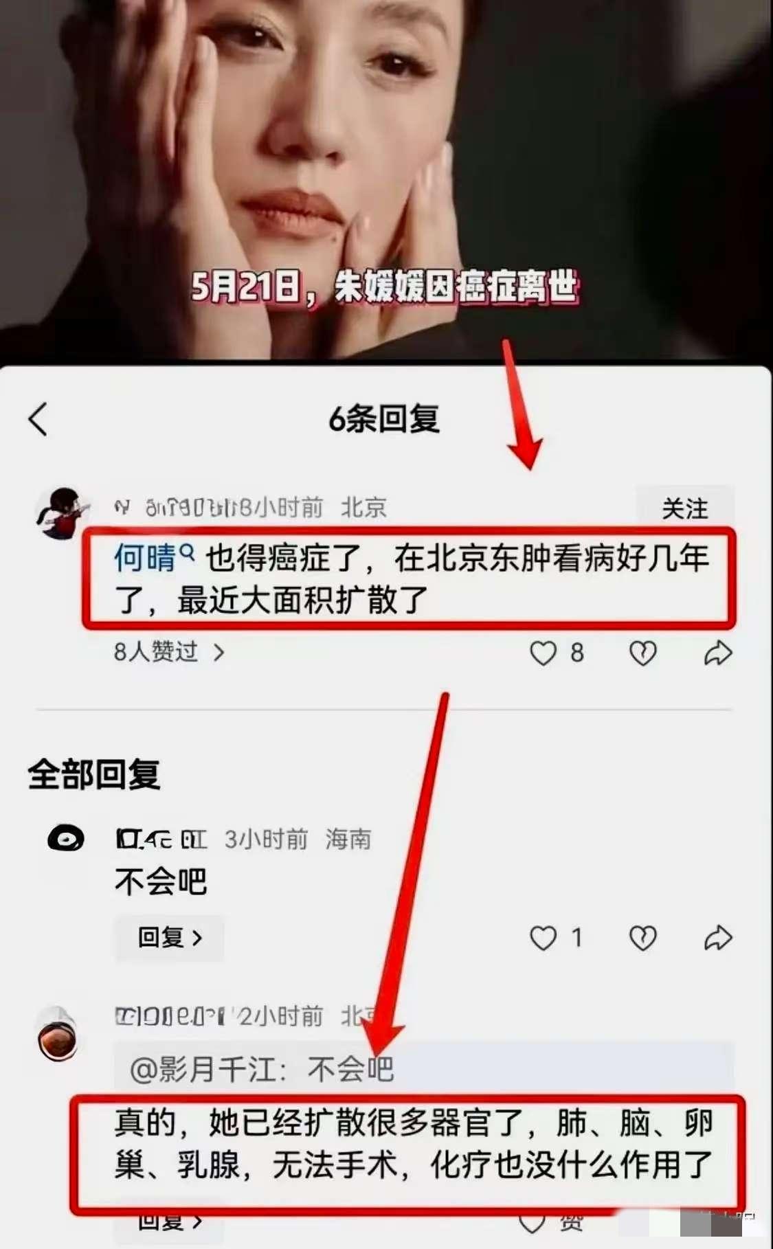 原来朱媛媛去世时就有人说何晴也快不行了，没想到竟然是真的。才61岁啊，实在是太令