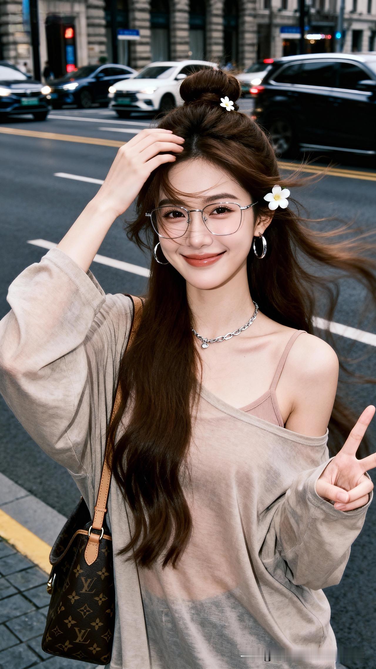 爱笑，喜庆，开朗，活泼，再带个小眼镜