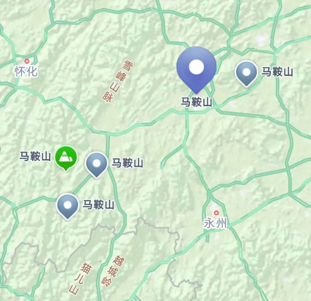邵阳马鞍山？

全国有多少马鞍山？
仅仅在邵阳.，标出来的全是马鞍山吗？

什么