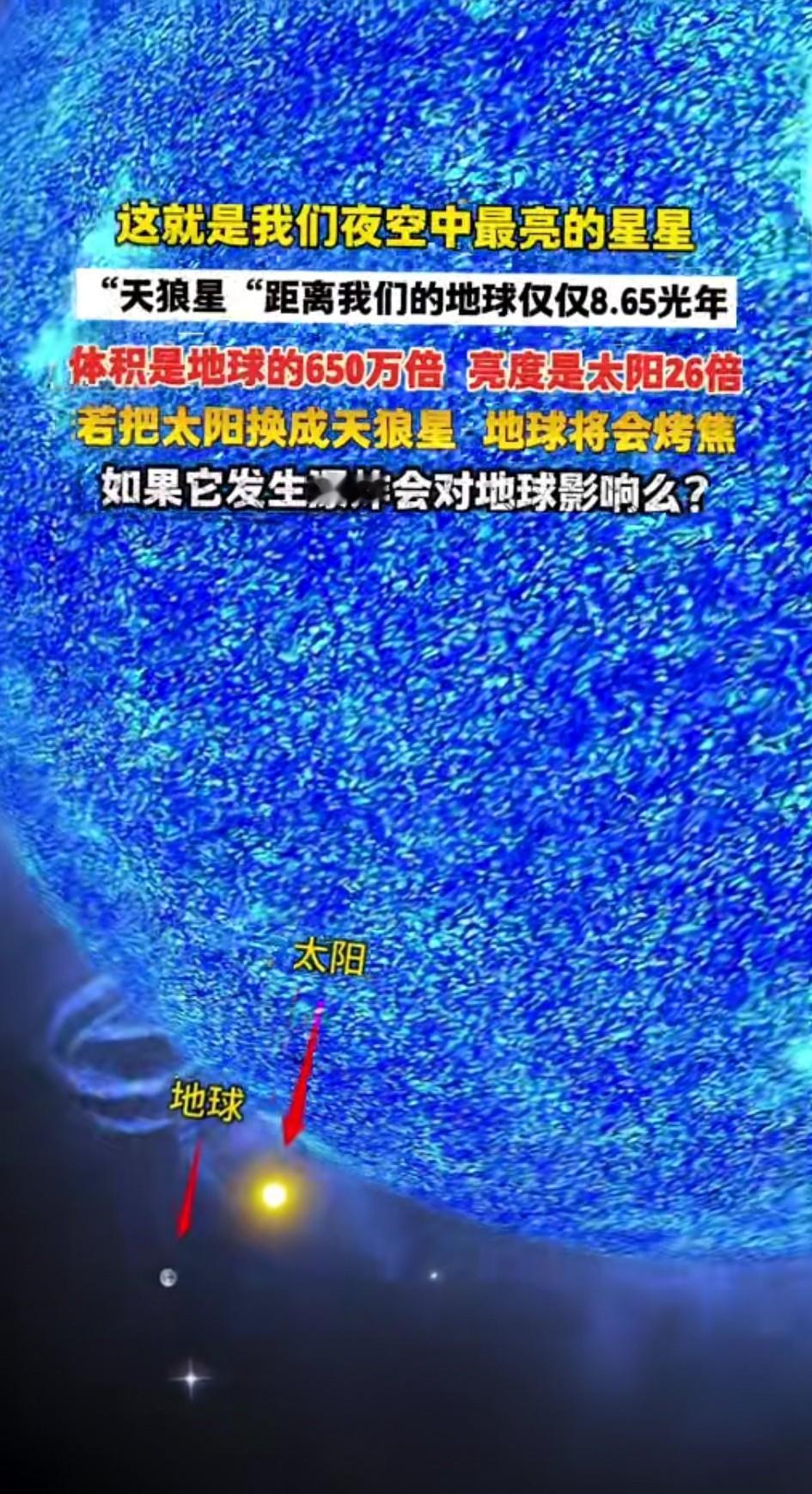这便是我们夜空中最为璀璨的星星——“天狼星”！它与我们的地球相距不过8.65光年