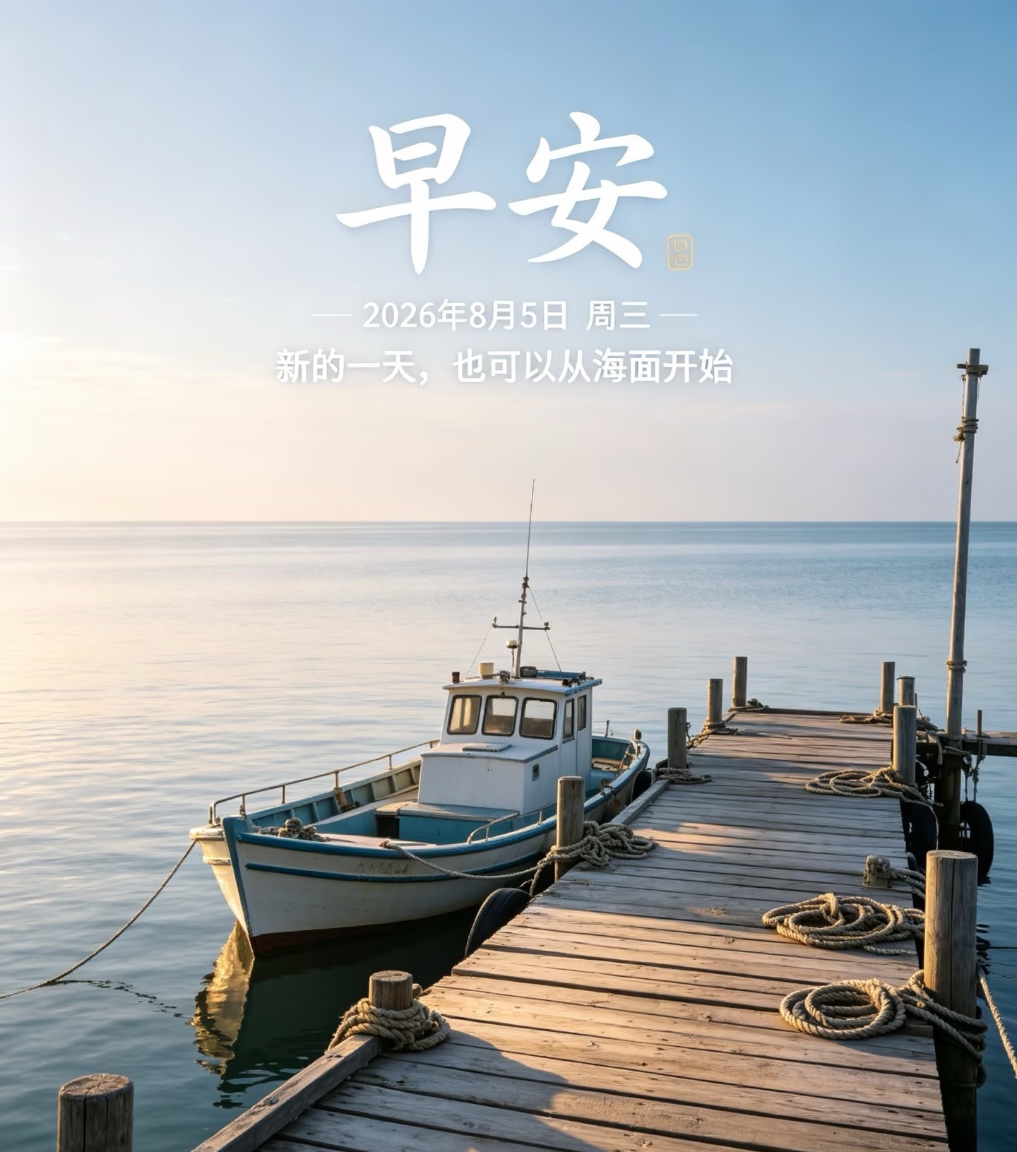 早安 ²⁰²⁶/₀₈.₀₅ 早安邂逅八月温柔的清晨不慌不忙，遵从本心慢慢前行普通