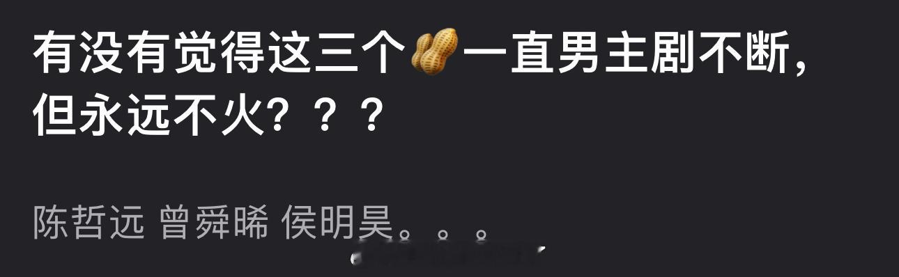 有网友说感觉陈哲远、曾舜晞、侯明昊一直男主剧不断，但永远不火，大家怎么看？ ​​
