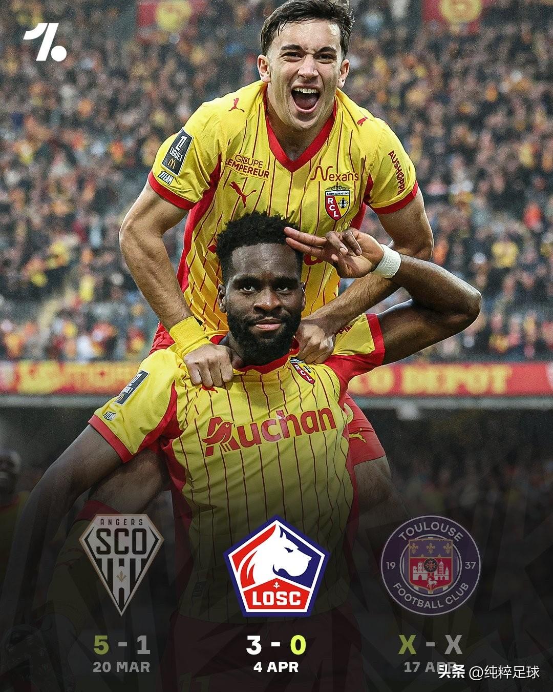 由于法甲联赛允许朗斯队与巴黎圣日耳曼队的比赛延期，争夺冠军的朗斯队在 28 天内