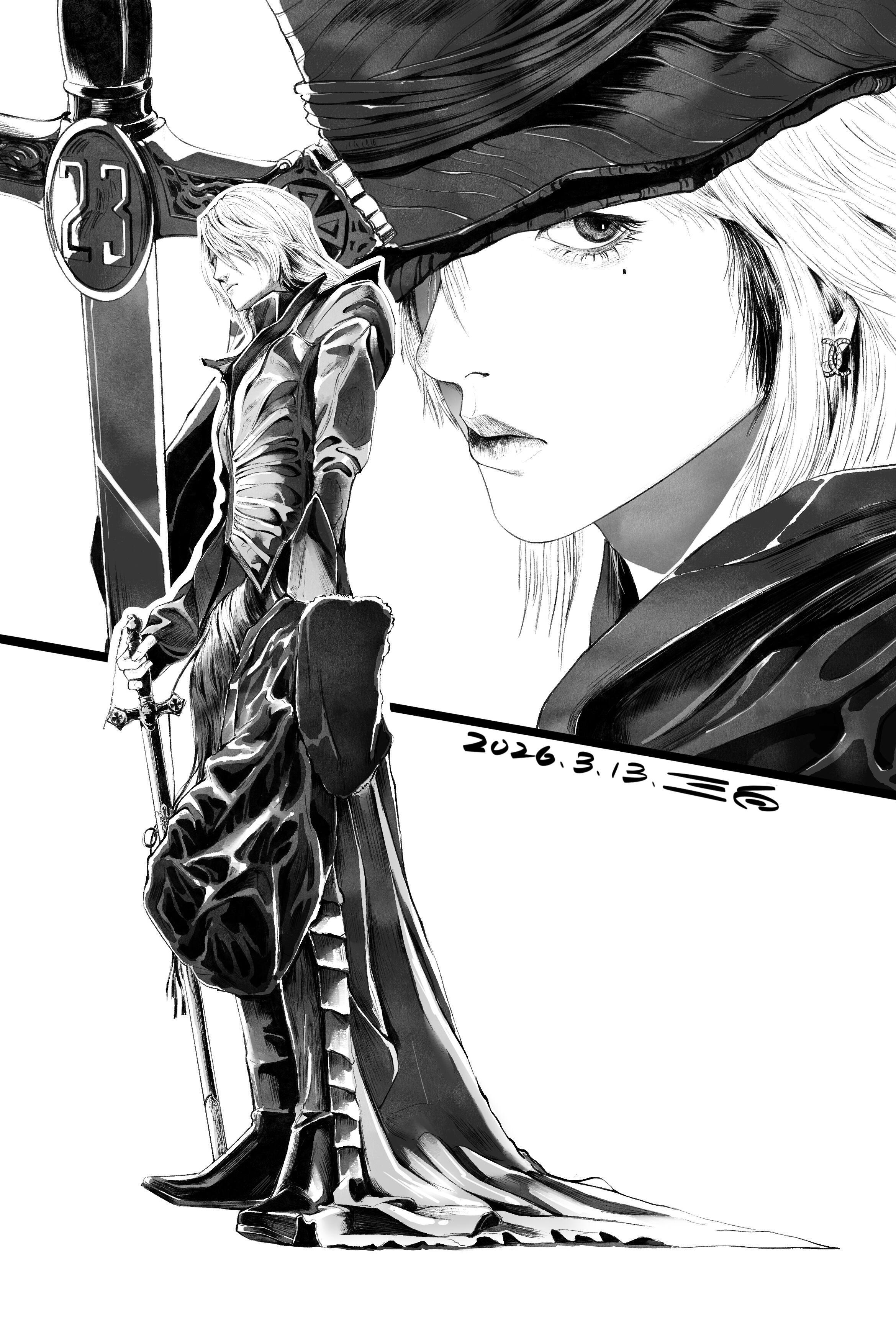 一组黑白插画速写🎨/插画师二三百夏日企画艺术达人