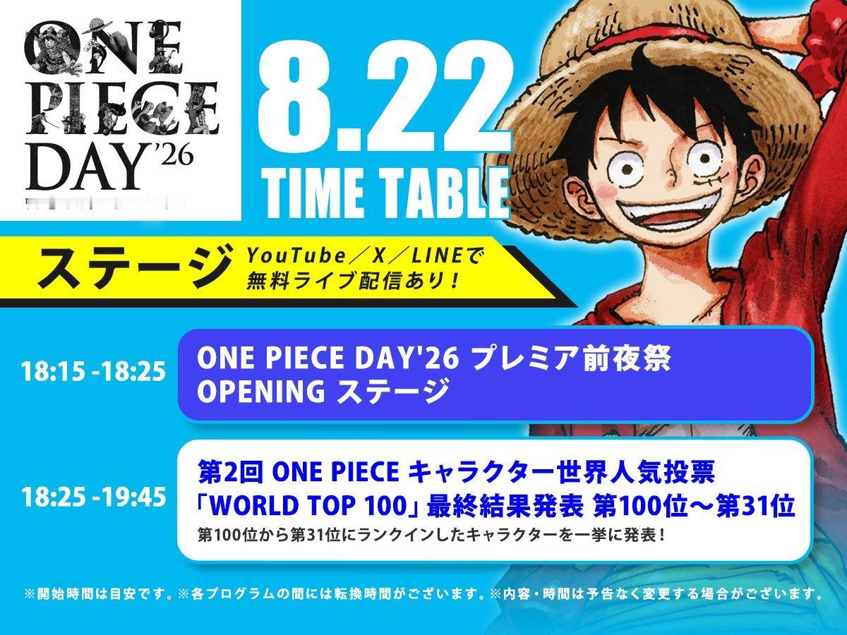 ONEPIECEDAY’26 今天开展啦  全球人气排名100~31名今晚就会出