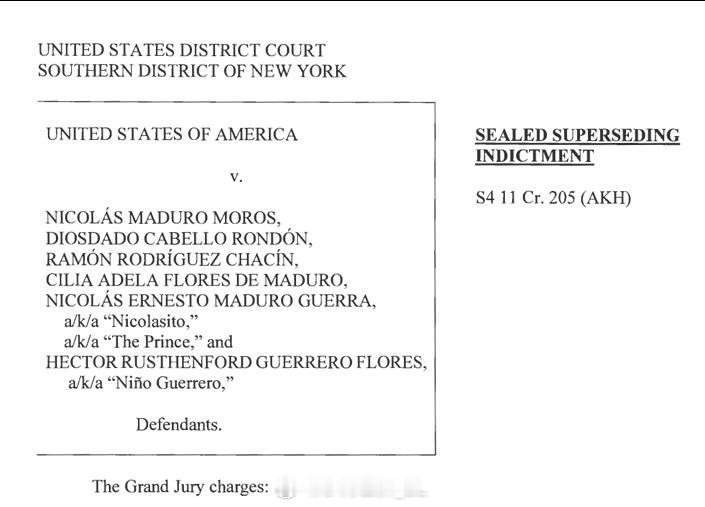 美国司法部正式发布了针对委内瑞拉总统马杜罗及其他委内瑞拉政府官员的“起诉书”，总