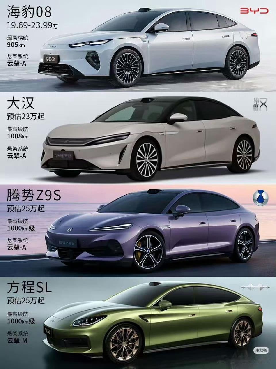 比亚迪 5 米尺寸轿车，你最喜欢哪一款？：1）海豹 08，精致家庭的，悦己悦家人