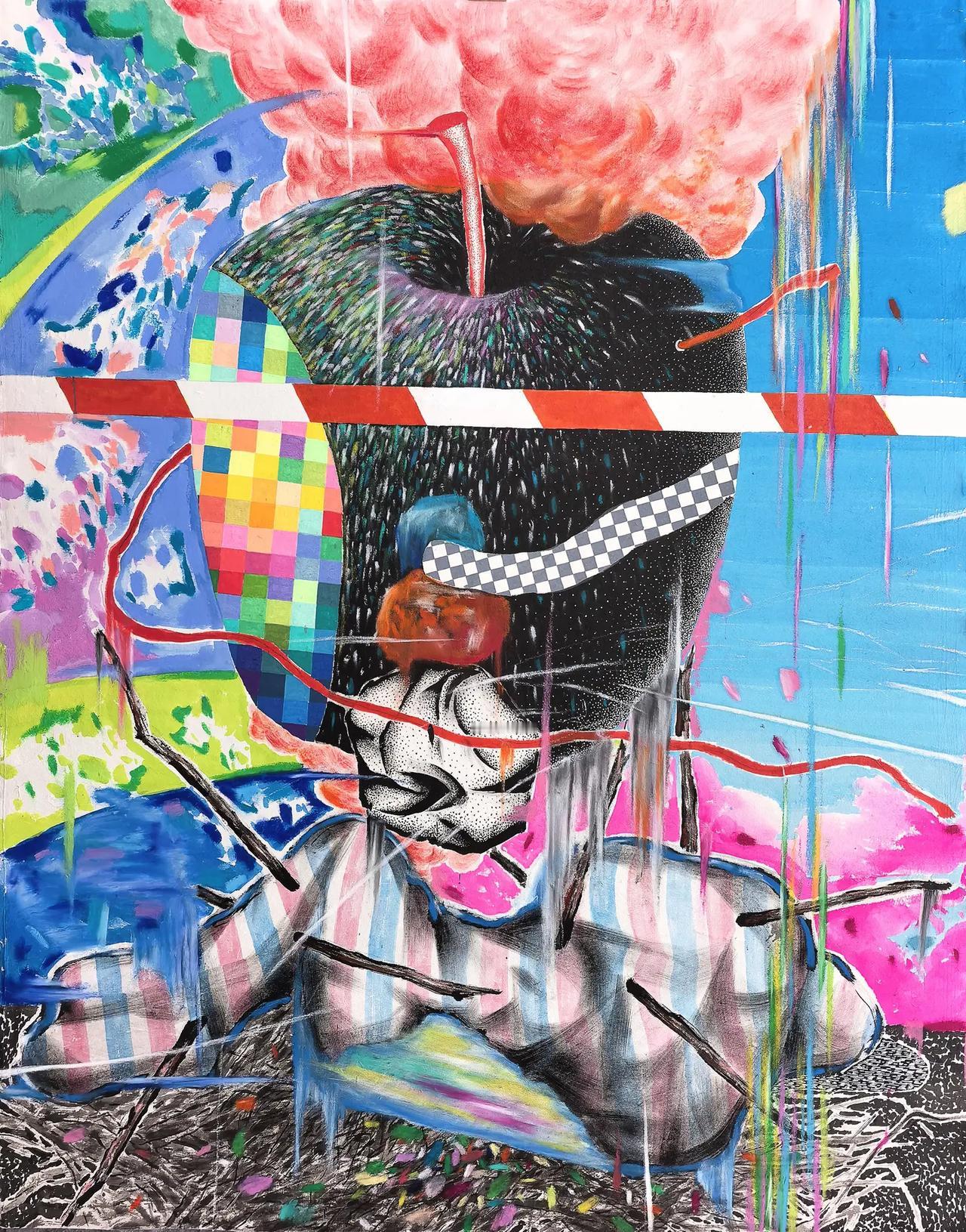 卢守辉作品《美丽的伤口》美丽的伤口，纸本综合材料，120×97cm，2025 当