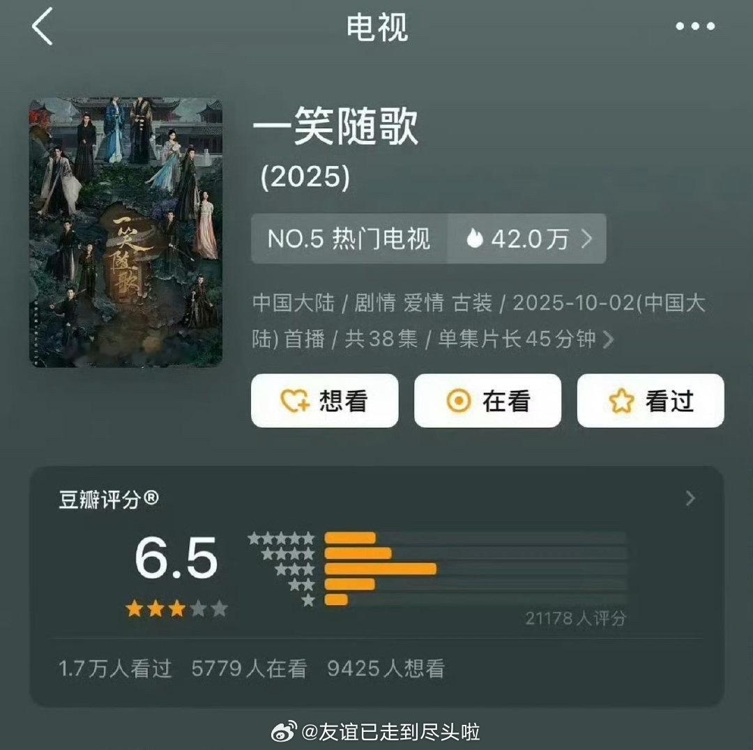 李沁、陈哲远一笑随歌 开分6.5王影璐、李昀锐宴遇永安 开分5.9你觉得高了还是