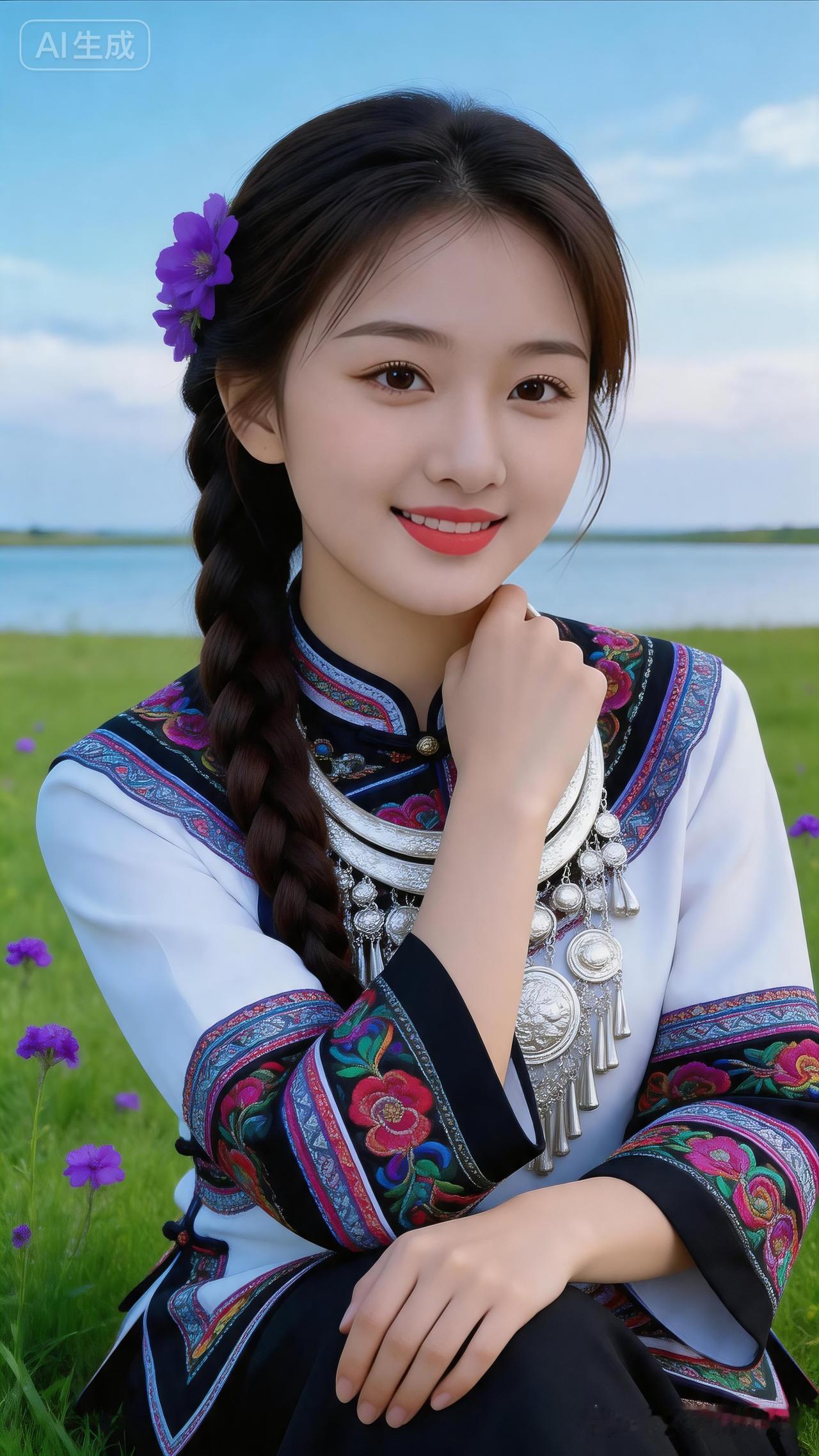民族风少女，花海中的美丽瞬间！