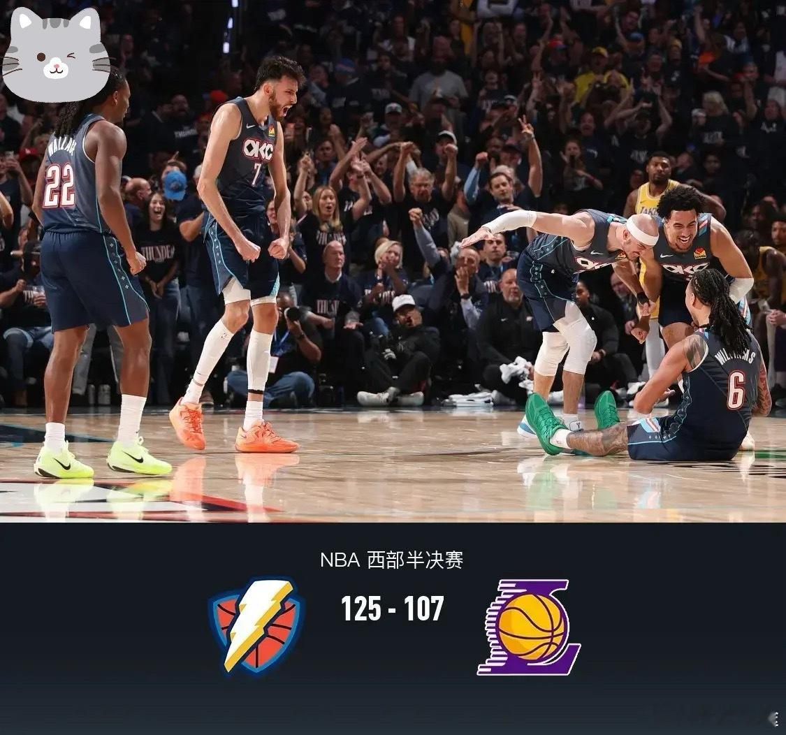 雷霆2比0湖人北京时间5月8日NBA 西部半决赛G2，俄克拉荷马雷霆对阵洛杉矶湖