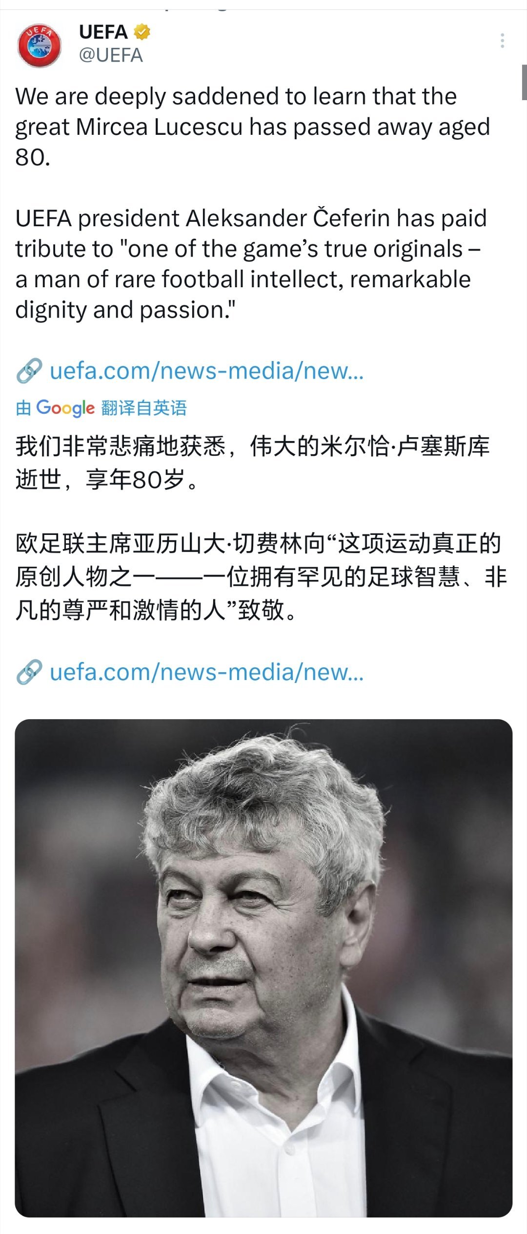 可怜一代名帅，被罗马尼亚无缘世界杯气走的。 