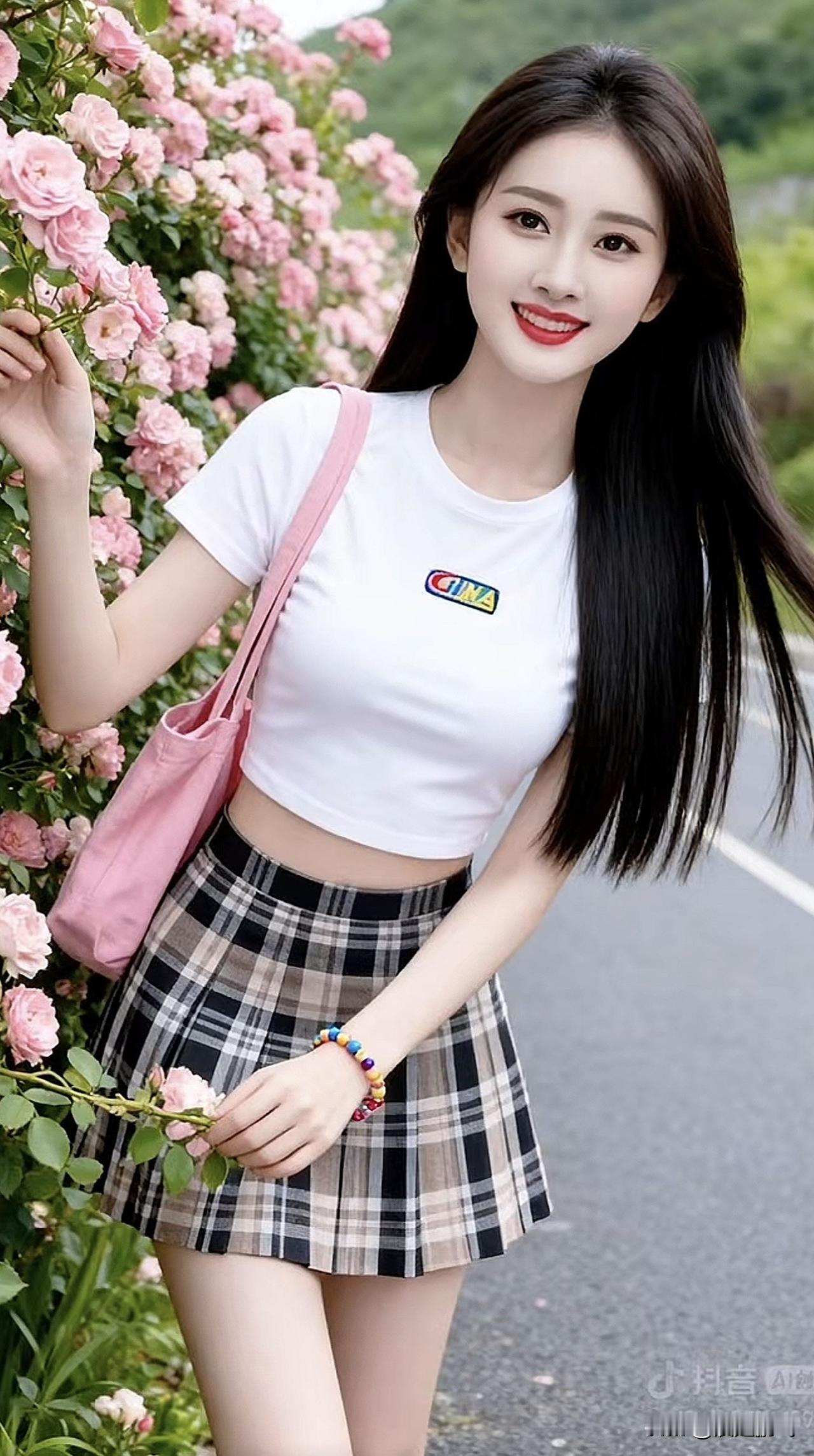 元气少女穿搭指南：白色T恤+格子短裙，甜美可爱！🌸👗💕纯真少女风穿搭 白衬