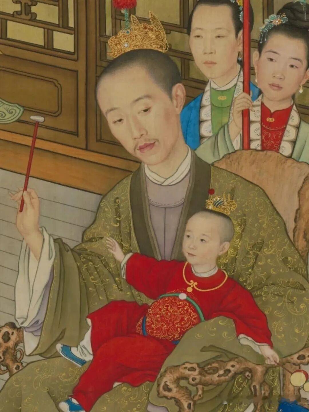 皇帝亲自带娃的场面，少有人见到吧，今天来见识一下乾隆皇帝带娃的名场面！（清《乾隆