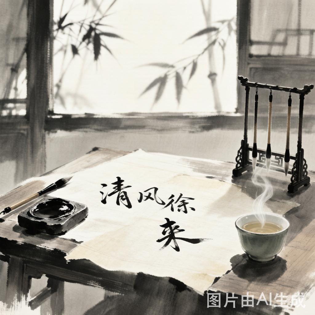 练字写到第五遍才明白一件事：前四遍写的根本不是字，是情绪。今天临「清风徐来」四个