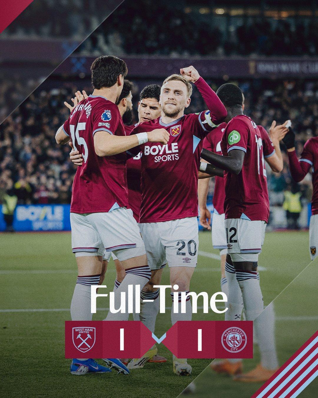 这赛季英超冠军基本是阿森纳的了，曼城被西汉姆逼平后与阿森纳的分差拿大到了9分，虽