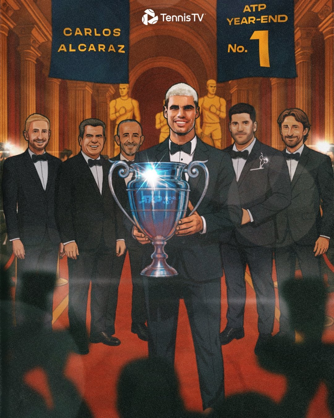 6-4、6-1击败穆塞蒂，在总决赛小组赛三连胜后，阿尔卡拉斯继2022年后再次荣