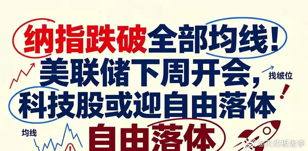美国科技股暴跌，纳指跌破全部均线！美联储按耐不住，下周或迎暴跌潮，25000点已