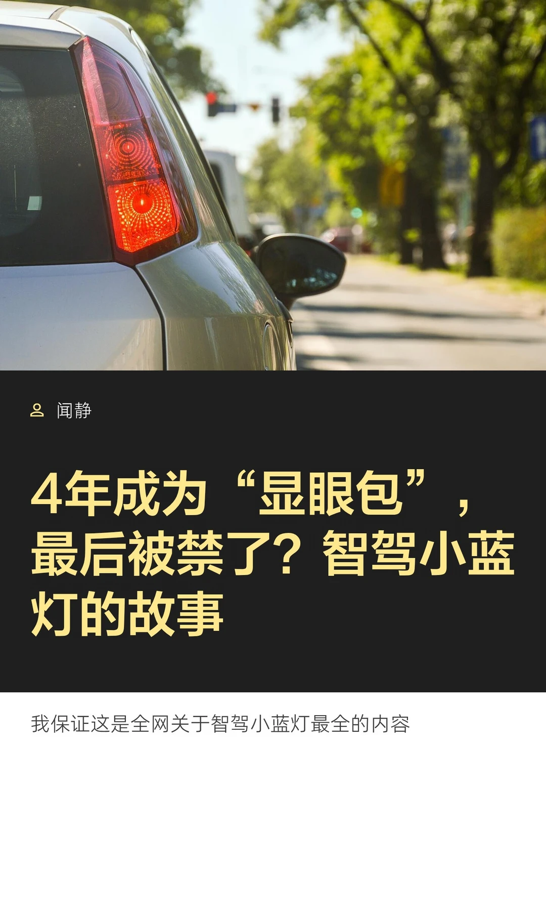 4年成为显眼包最后被禁 智驾小蓝灯怎么了