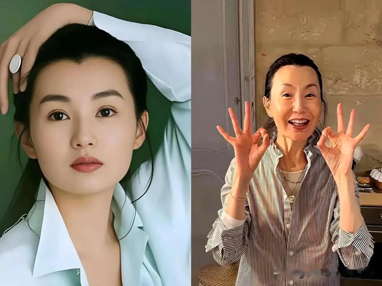 当年风光无限的张曼玉，可以说是娱乐圈的颜值担当，如今也六十多岁了。
满脸皱纹也挺