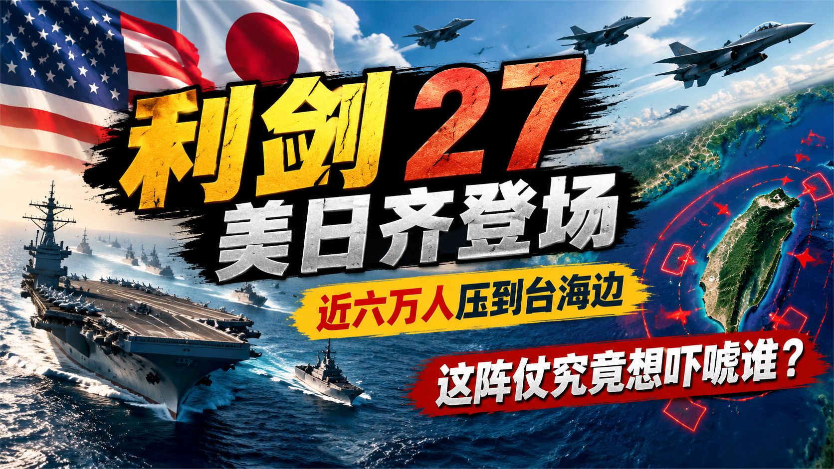美日利剑 27 开张，近六万人压到台海边上，这阵仗想吓唬谁