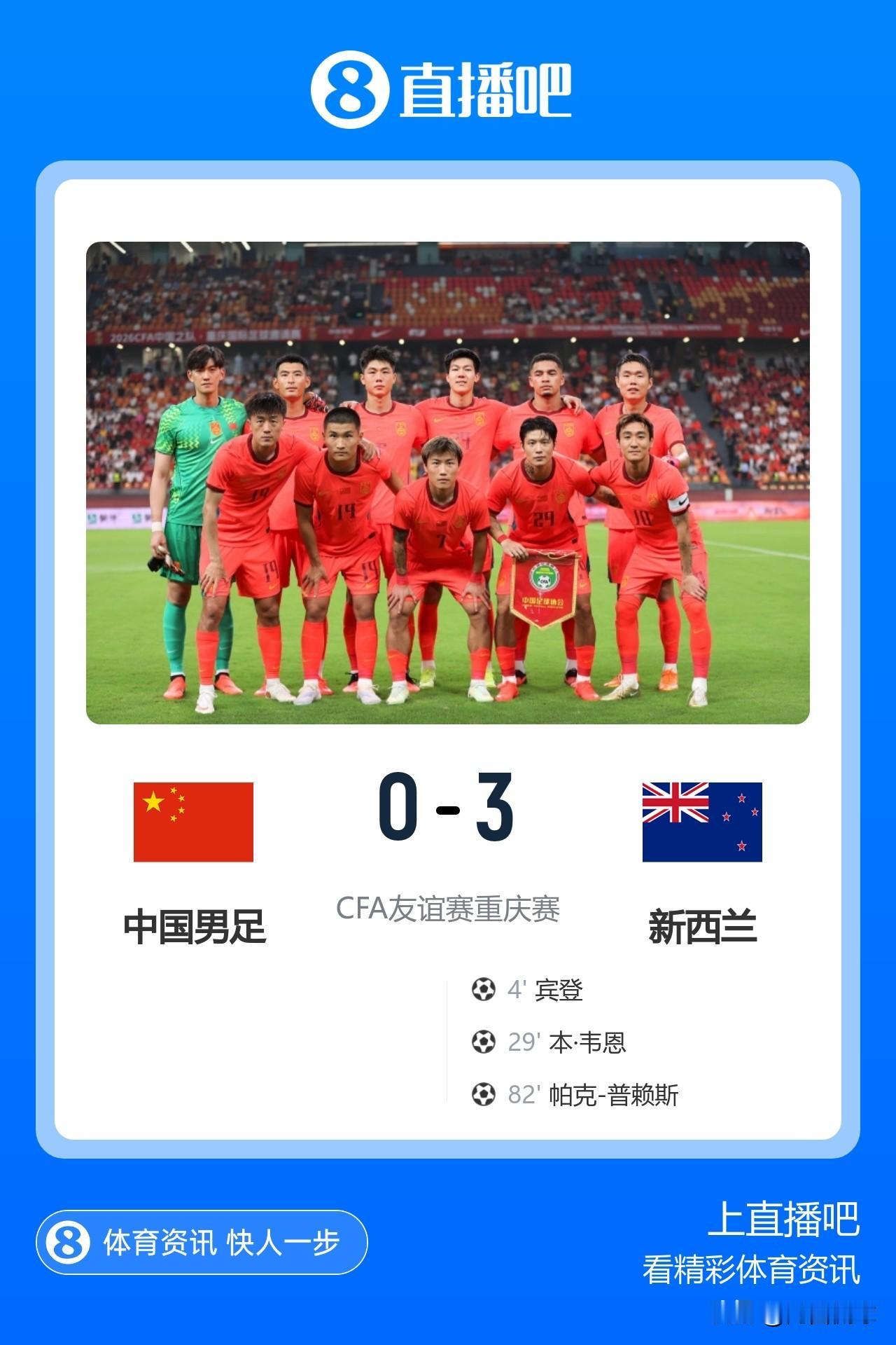 没有奇迹发生，主场作战的中国国家队在重庆0：3完败世界杯参赛球队新西兰，暴露出以