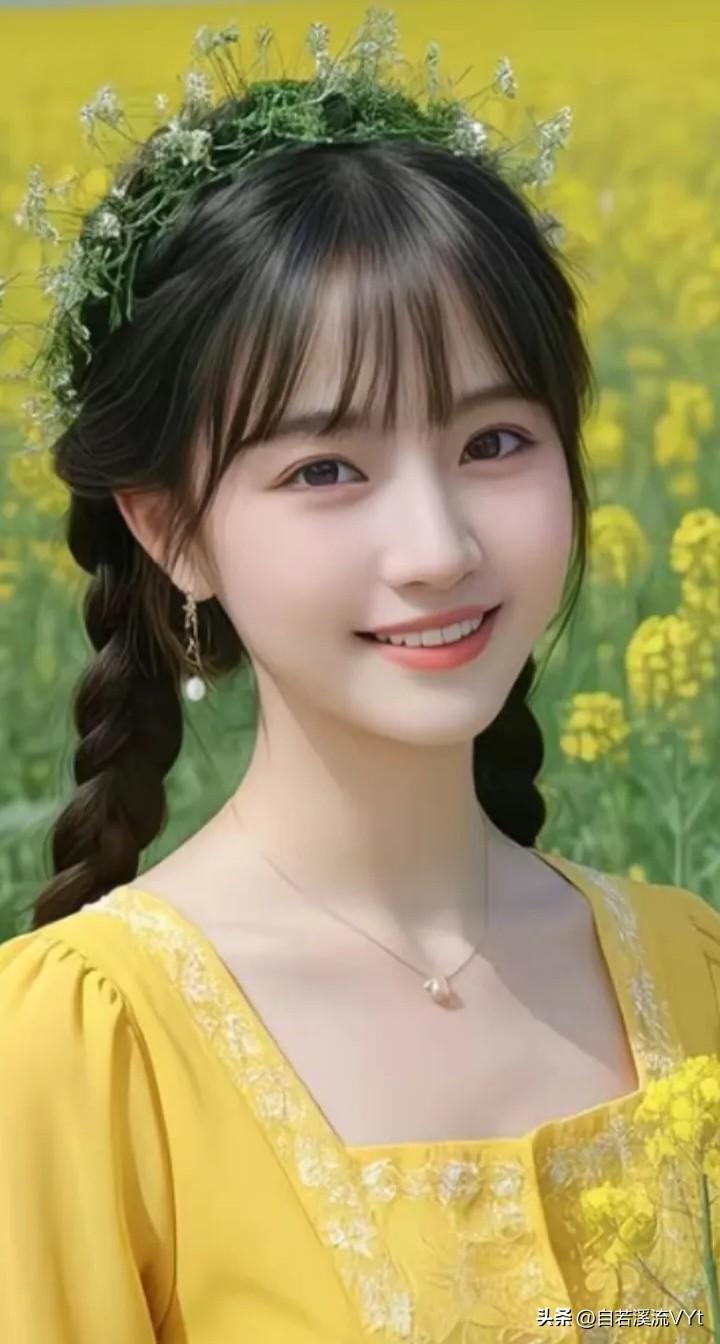 如梦令·菜花田畔
 
万顷金波盈野，草冠轻簪云冶。
笑靥胜春阳，辫绾东风清雅。