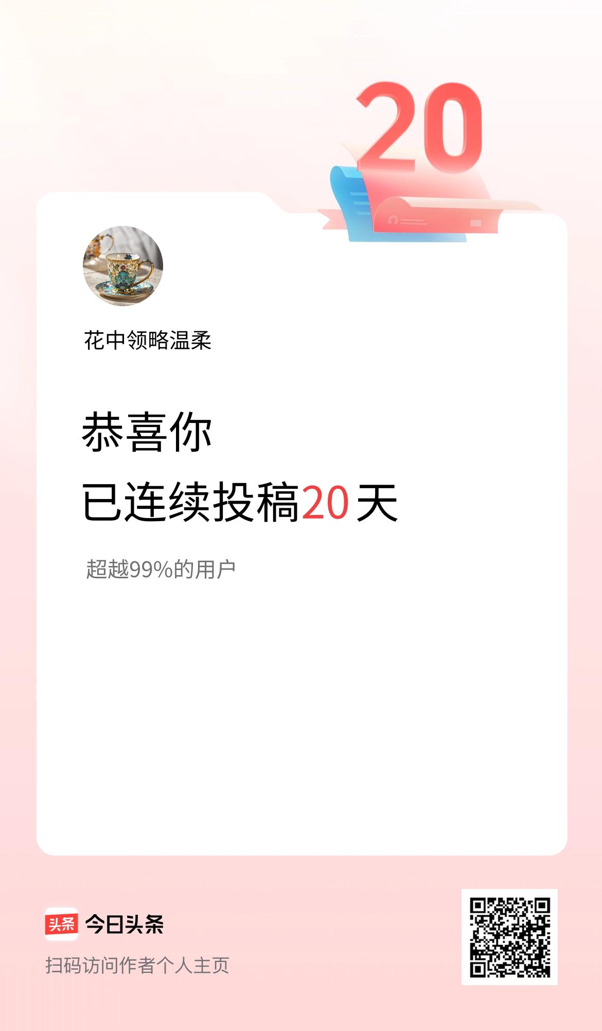 我在头条连续投稿20天