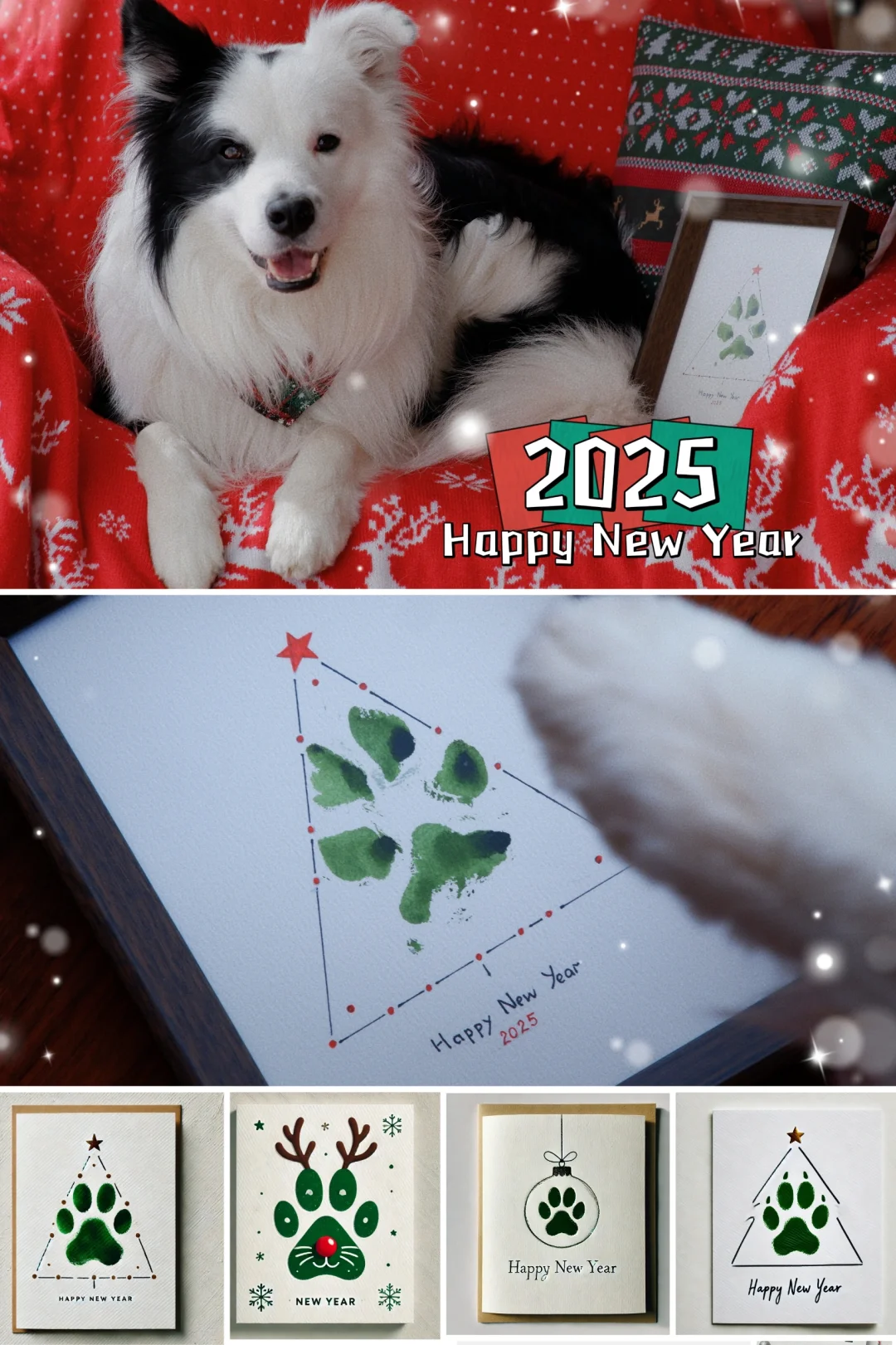 如何用宠物的爪印制作一张有意义的圣诞卡片