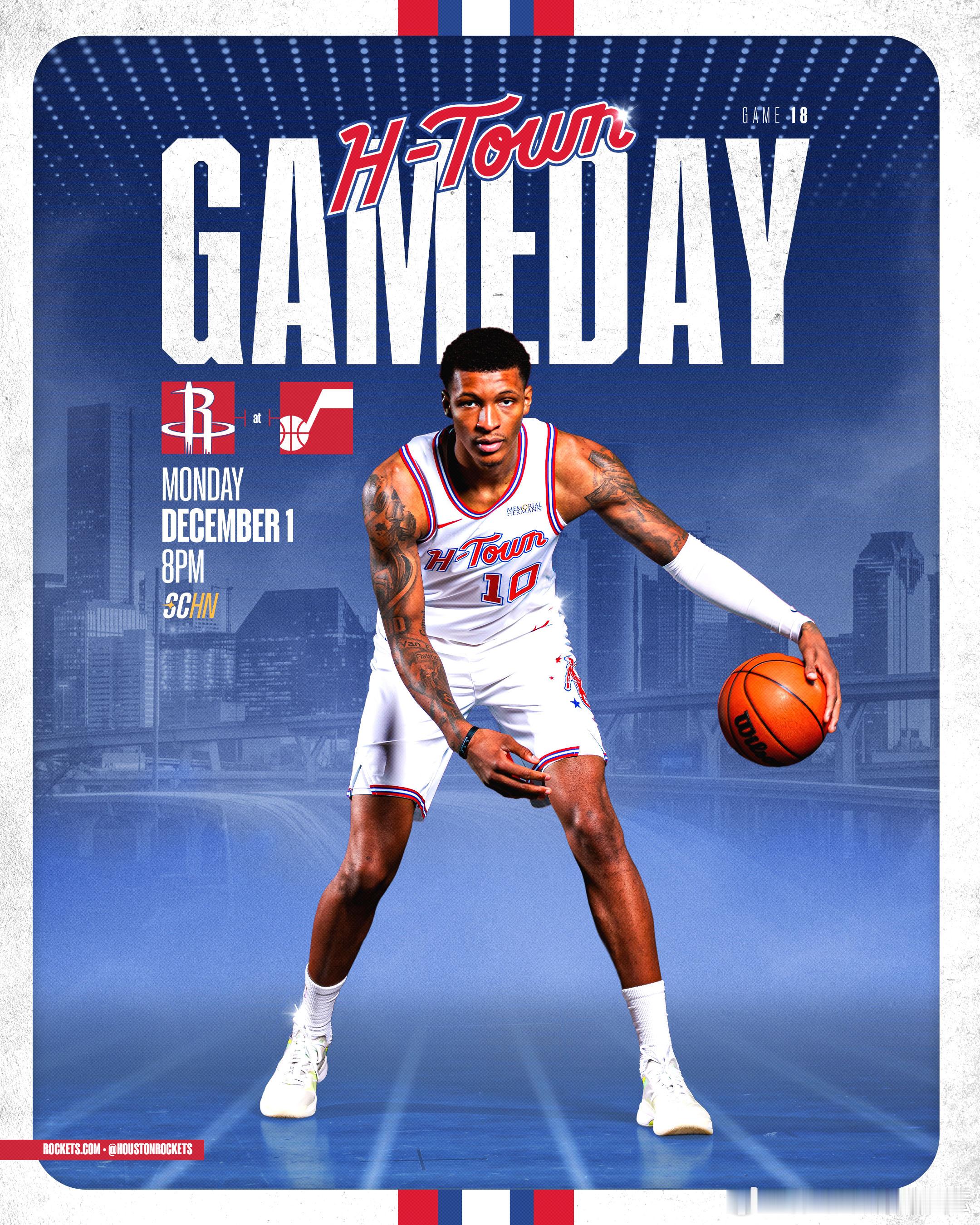 比赛日！十点火箭爵士二番战，继续客场亚当斯缺阵，首发不变。直播看比赛：ez33.