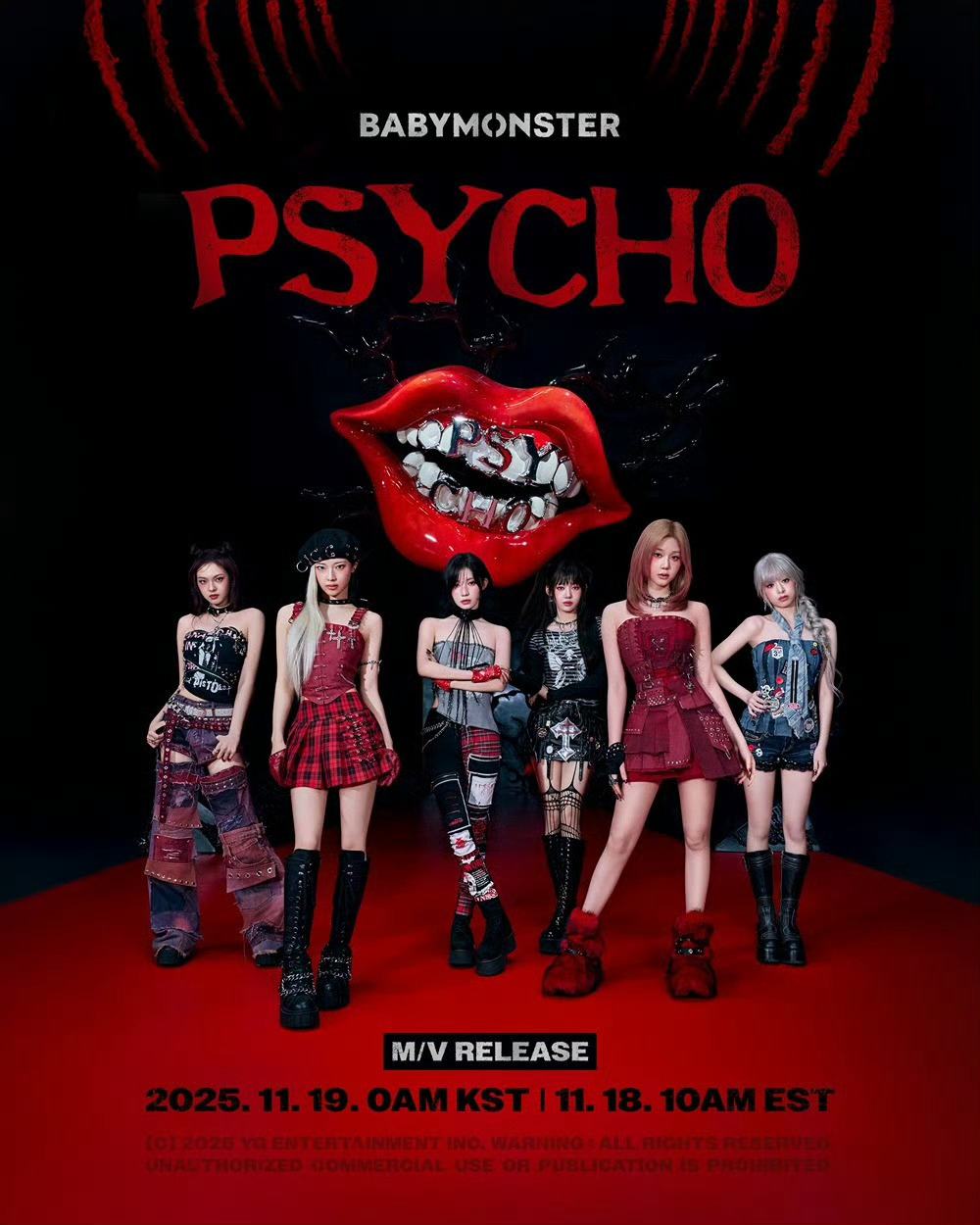 Babymonster新单<PSYCHO> 官方MV概念海报，11月18号晚上1